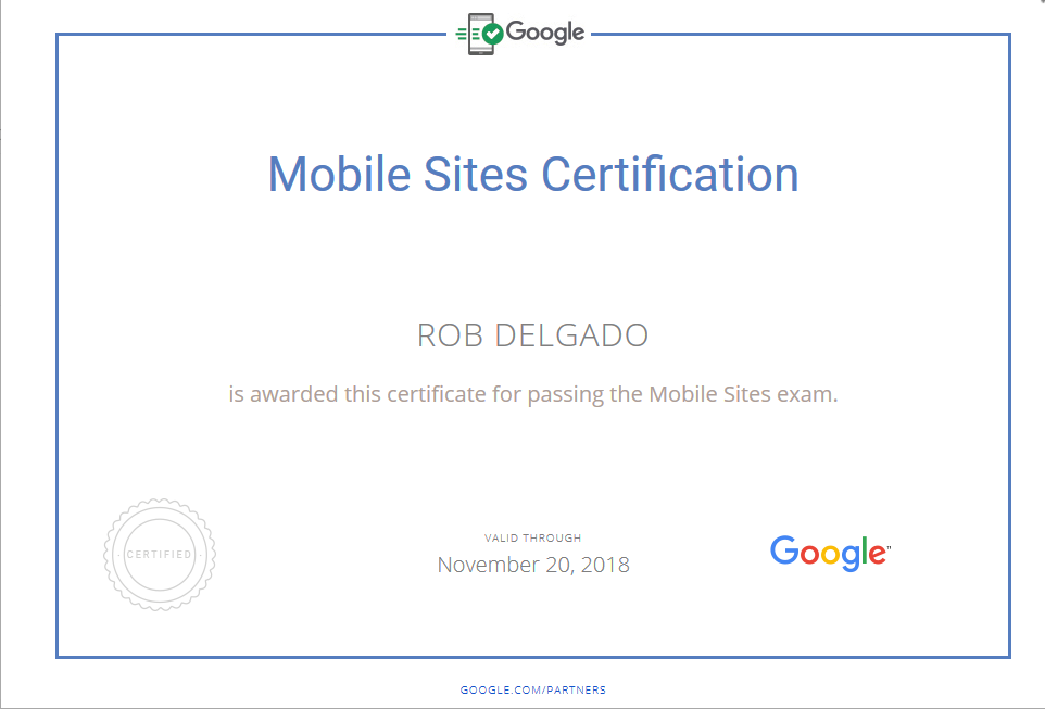 Adords Moile Sites Certification